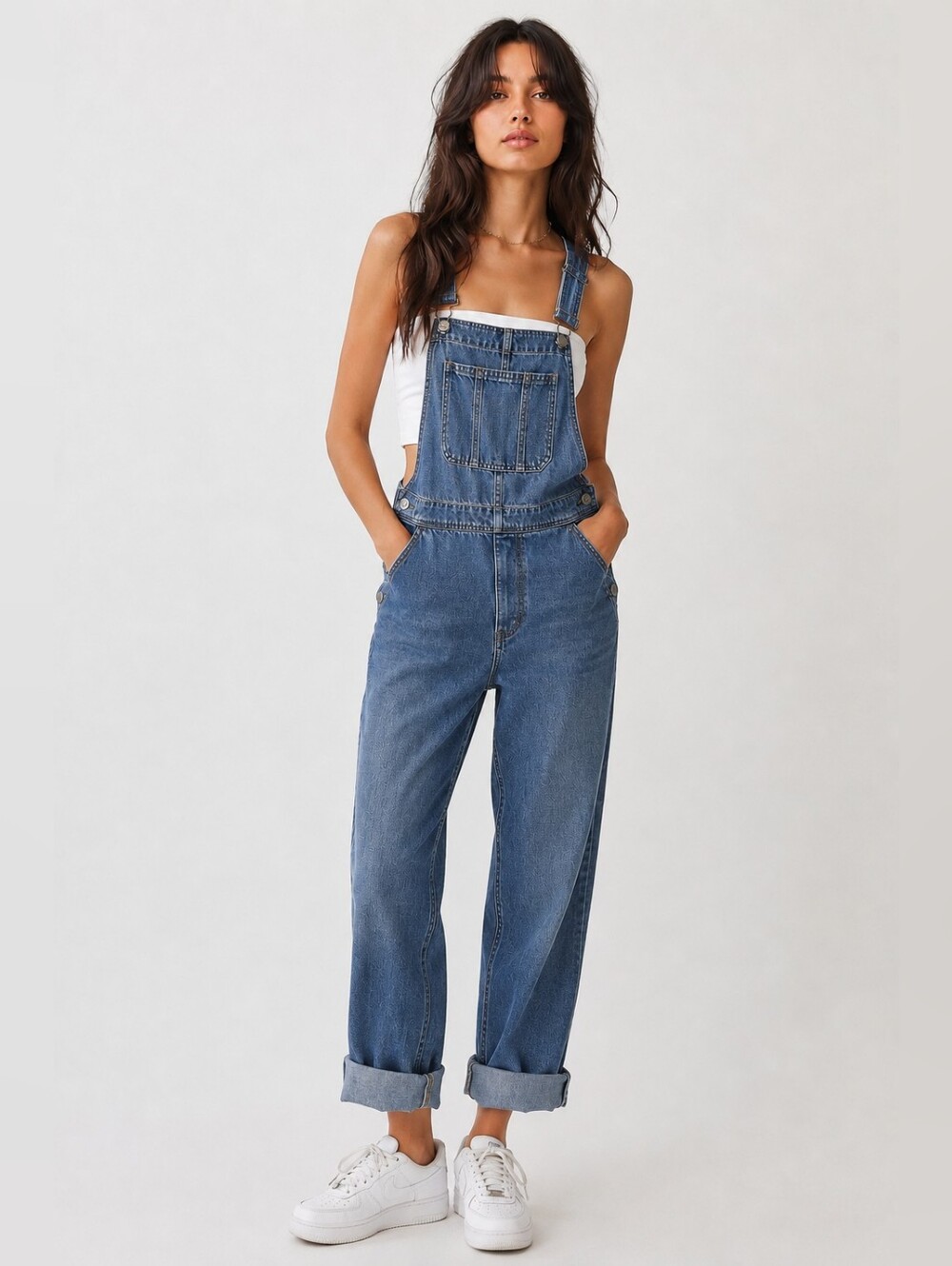 Gap Slouchy Denim Jean Overalls 100% Cotton In Medium Indigo Size Medium NEW